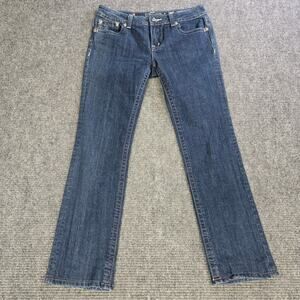 Miss Me Jeans Womens 31x30 Blue Straight Fleur De Lis Bling Y2K Western Cowgirl